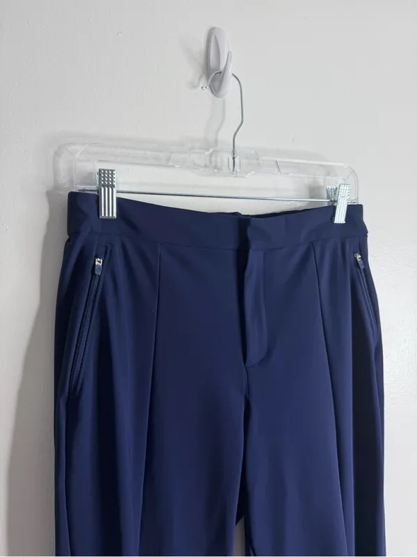 NEW T By Talbots Luxe Comfort Straight Leg Travel Pants Ankle Zipper Navy Medium - Image 6