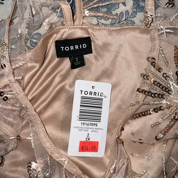 Elegant New Torrid Embroidered Mesh Babydoll Top! - Image 6