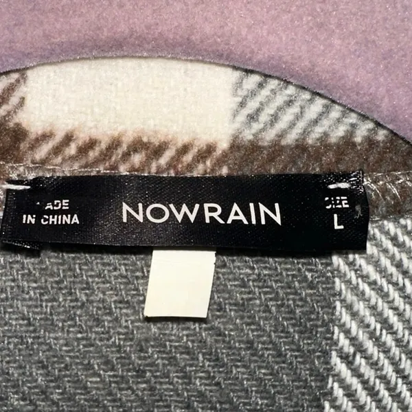 Nowrain Plaid‎ Shacket Jacket Large Cozy Neutral Flannel Layer Brown - Image 5
