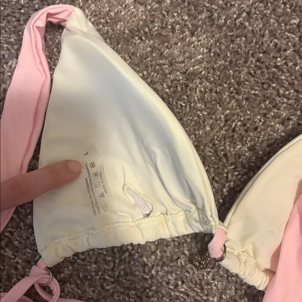 SheIn Cream Bikini with Light Pink straps - Image 3