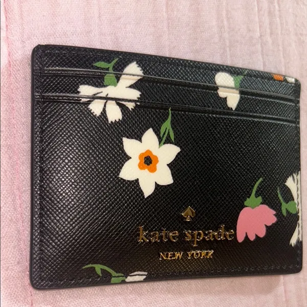 NWT Kate Spade Black Floral Card Holder - Image 13