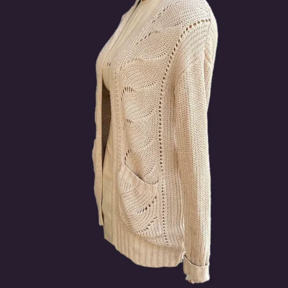 Cream duster knit cardigan Sz small - Image 2