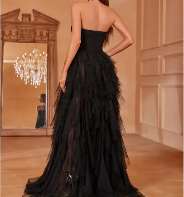 Black ruffle Formal Gown - Image 2