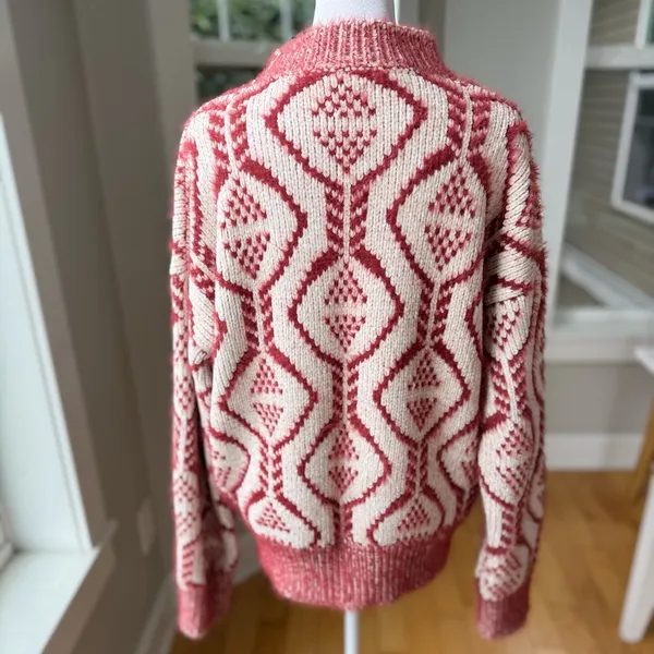 POL White Burgundy Mockneck Sweater Size Large - Image 3