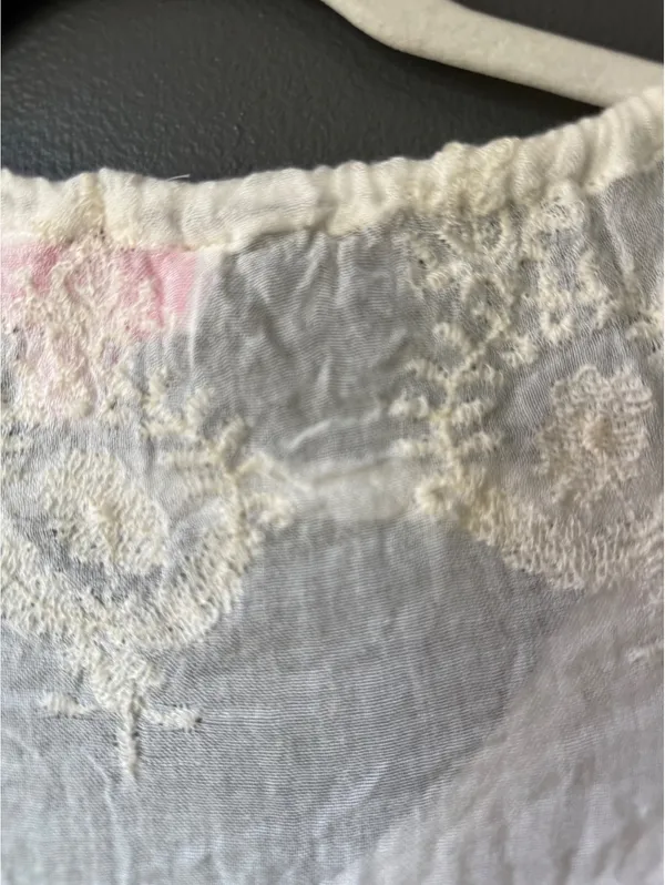 Gharani Strok White Embroidered Sheer Long Sleeve Blouse Size Small - Image 11