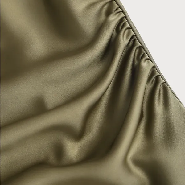 Rihoas Green Satin Boat Neck Slip Midi Dress - Image 8