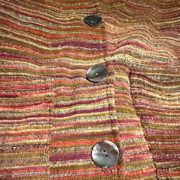 Vintage TanTrums Striped Chenille Jacket S Boho Art To Wear Textured Boxy 90s - Image 4