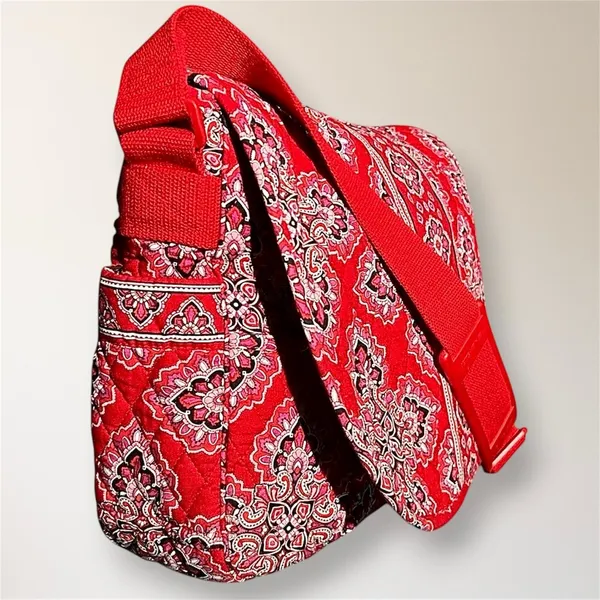 Vera Bradley Frankly Scarlet Red‎ Pink Quilted Messenger Bag Laptop Tote Boho - Image 4