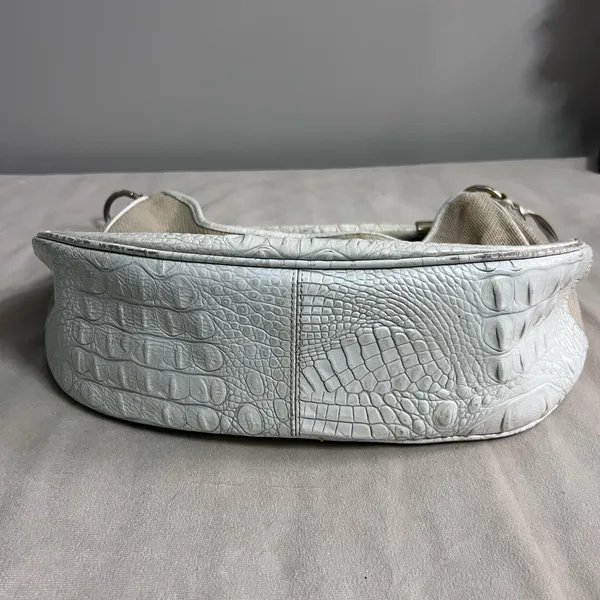 🤍 Brahmin Croc Embossed Leather & Woven Shoulder Bag Ivory 🤍✨ - Image 7