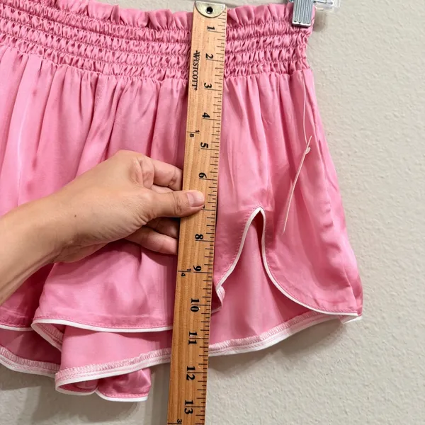 Anthropologie Pink Rose‎ Satin Smocked Waist Shortie Shorts Size XXS NWT - Image 15