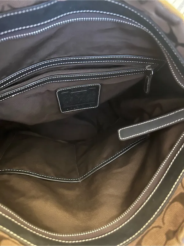 Coach Signature Canvas & Large Brown Bucket/Hobo Bag G15-6083 - Image 3