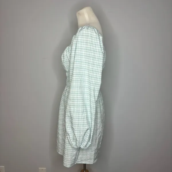 Leyden- Blue & White Gingham Long Sleeve Dress - Image 4