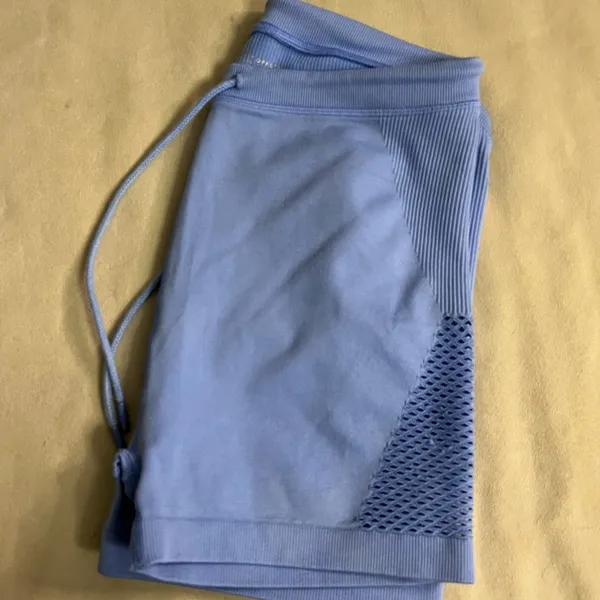 💙 Aerie OFFLINE Real Me High-Waisted Biker Shorts Mesh Panels Blue M Athletic - Image 6