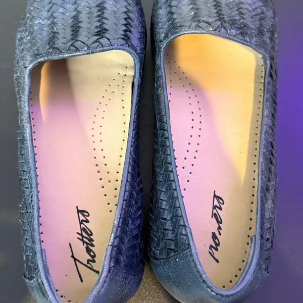 Trotters Liz Woven Leather Herringbone Slip On Loafers Womens 8 Narrow Casual - Image 5