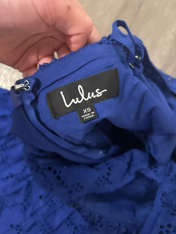 Blue eyelet ruffle dress lulus - Image 5