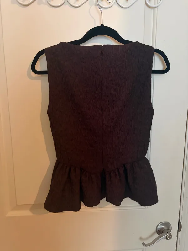 burgundy/brown peplum Zara top - Image 4