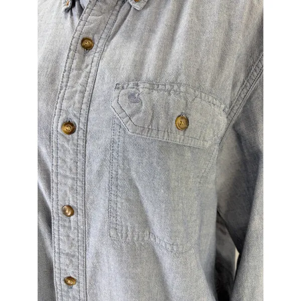 Carhartt Womens Blue Chambray Button Down‎ Shirt 100% Cotton Long Sleeve M - Image 2