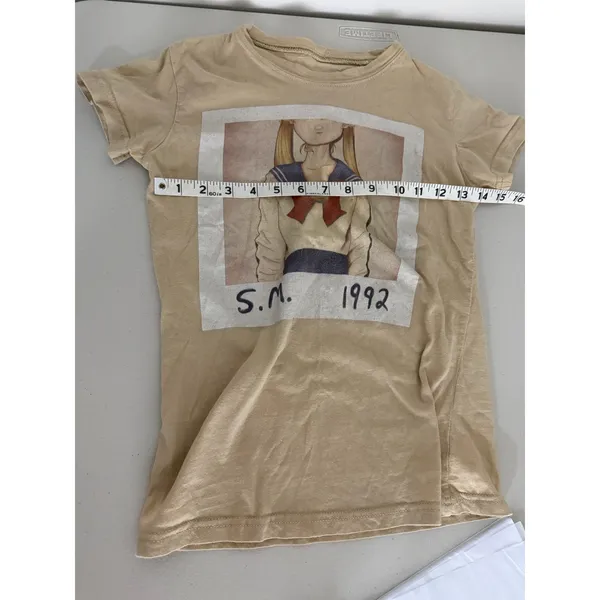 Teefury Sailor Moon Beige Tan S.M. 1989 Polaroid Tee 100% cotton Top S - Image 5