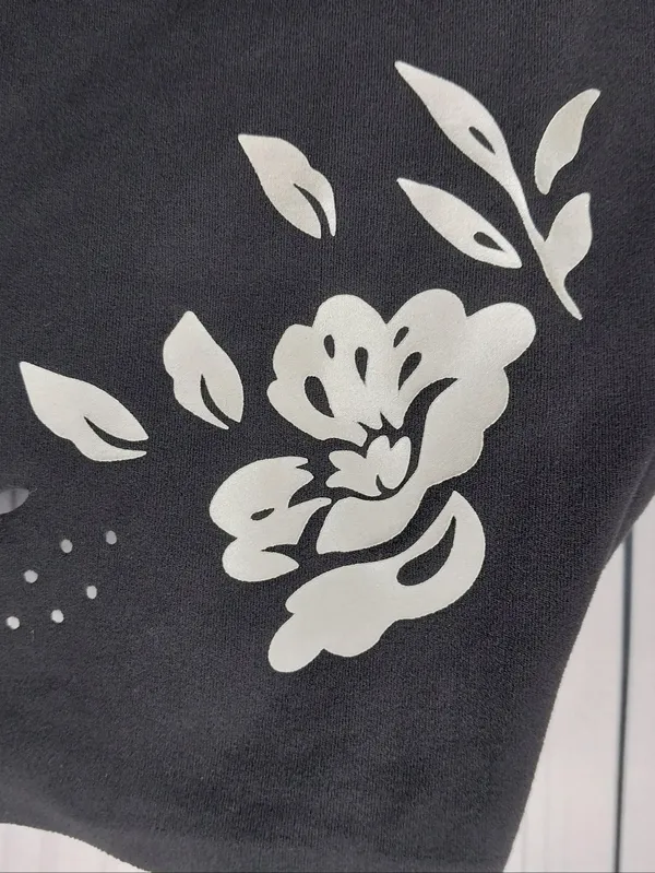 Athleta Black Floral Conscious Eyelet Racerback Cropped Activewear Tank Top - Image 2