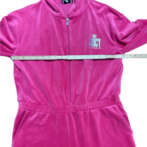 Juicy Couture Zip-up Velour Jumpsuit Hot Pink Y2K Soft Comfort Barbiecore‎ Sz M - Image 12