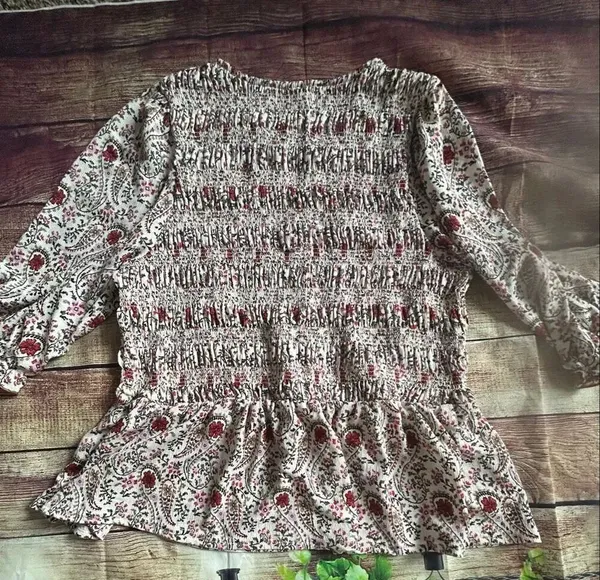 Melloday Smocked Peplum Top Size XL - Image 5