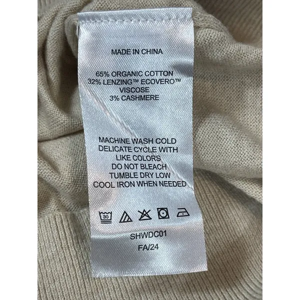 Quince Women’s S Oatmeal Cashmere Blend Crewneck Sweater Organic Cotton - Image 9