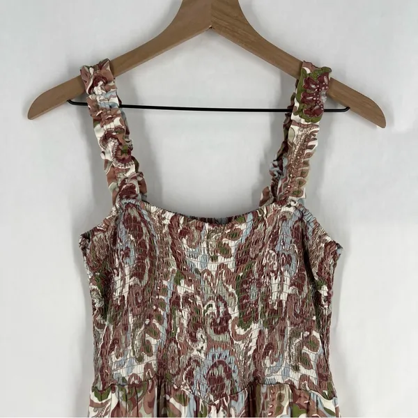 Aritzia Wilfred Chianti Jumpsuit Smocked Wide Leg Multicolor Paisley Print Crepe - Image 5
