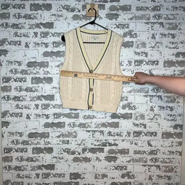 American Eagle | women knitted cream button down sweater vest - Image 5