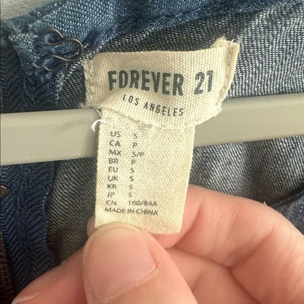 Forever 21 Womens Shift Dress Blue Chambray Denim Pocket Small - Image 3