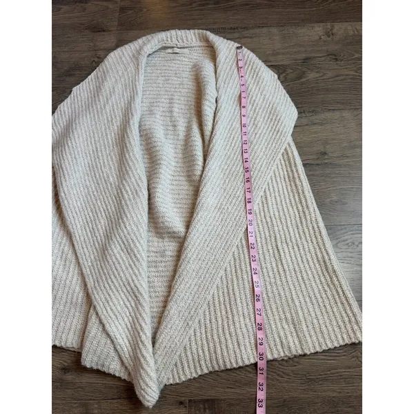 Womens LOFT sleeveless sweater draped vest oatmeal knit shawl cozy size M/L‎ - Image 9