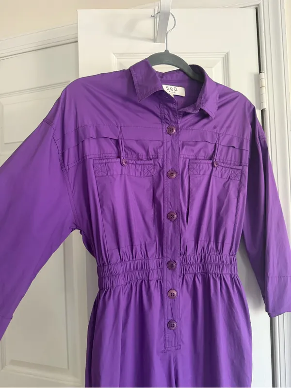SEA New York Tabitha Purple Jumpsuit Size 00 Game Day Mardi Gras - Image 11