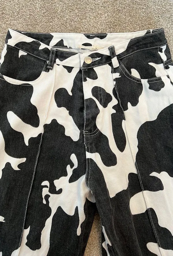 Cow Print Jeans Size M - Image 2