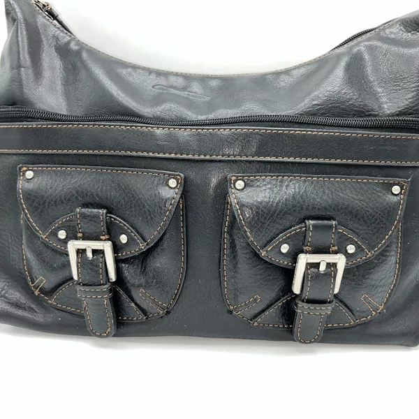Liz Claiborne vintage Black Textured Shoulder Bag with Adjustable Strap - Image 3