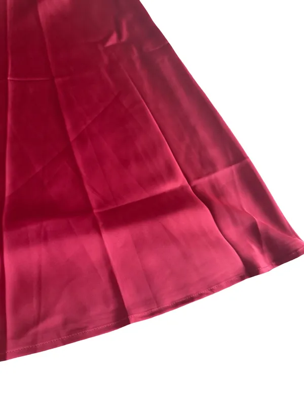 New Fashion Burgundy Satin Maxi Skirt Flowy Black Tie Wedding Guest Medium NWT - Image 10