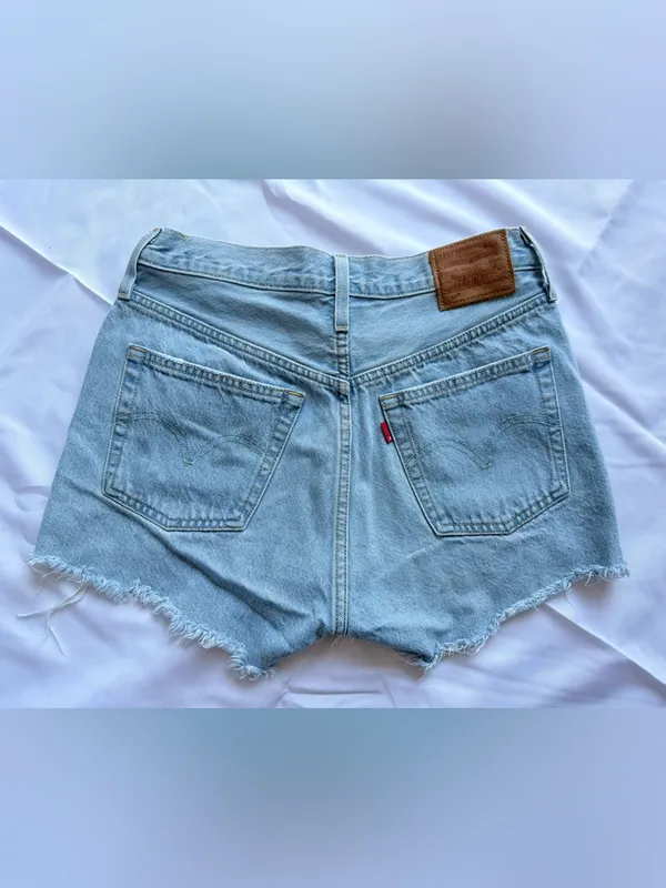 Levi’s 501 Button Fly Cotton High Rise Denim Shorts Size 28 - Image 4