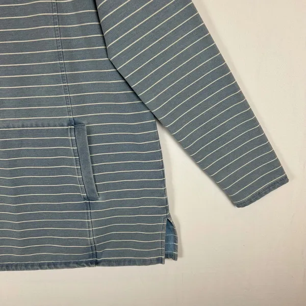 J. Jill Pure Jill Indigo Blue Striped Tunic Sweatshirt Kangaroo Pocket Small NEW - Image 9
