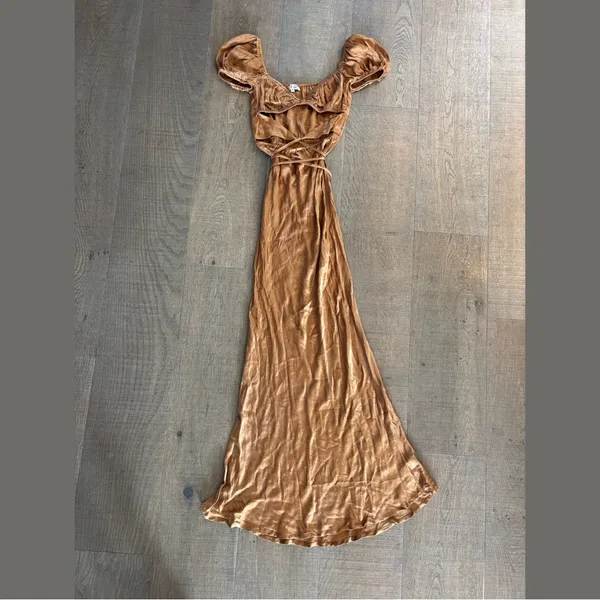 vrg grl verge girl au revoir bias cut tie cutout maxi dress - Image 3