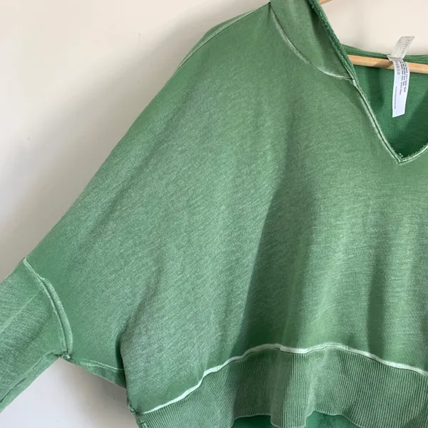 Free People Morning Run Crop Oversized Hoodie Modal Blend Green size S - Image 7
