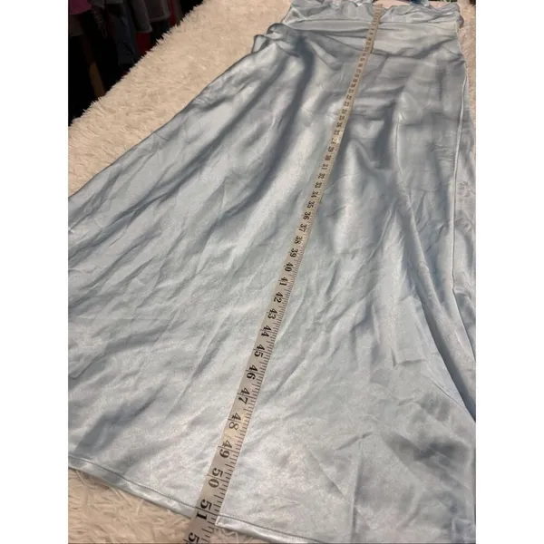 Princess Polly Legacies Strapless Maxi Dress in Satin Icy Blue Size 12 - Image 6