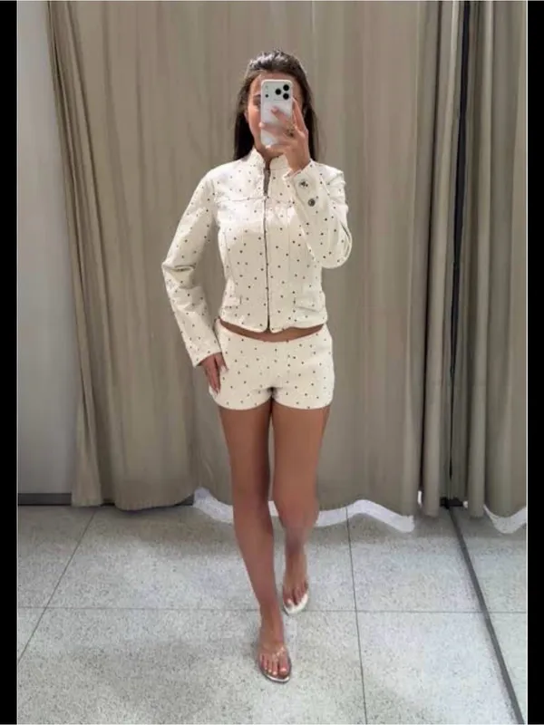 Nwt Zara Polka Dot Fitted Jacket Size Xs - Image 11