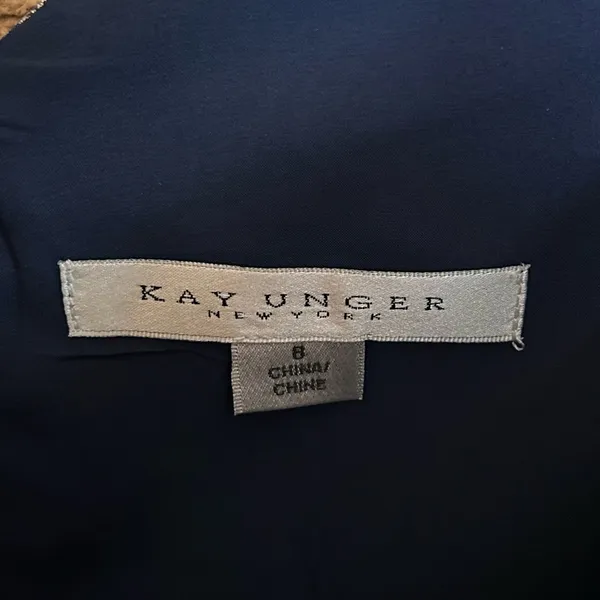 NWT Kay Unger Amelia Gown in Dark Midnight Metallic Jacquard Floral Size 8 - Image 15