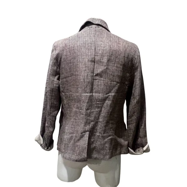 Free People Blazer Womens Size M Brown Plaid Single Button Notched Lapel - Image 8