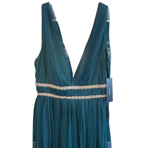Lulus New Delightful Occasion Emerald Green Beaded Tulle Maxi NYE Dress Gown - Image 9