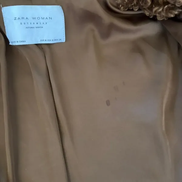 Zara Curly Faux Fur Coat Size‎ M Brown Teddy Jacket Maximalism Shearling - Image 8