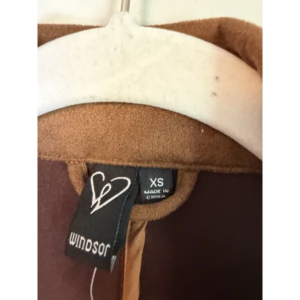Windsor Faux Suede Brown Double Breasted Blazer XS NWT - Image 3