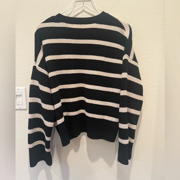 SANCTUARY Black and Cream Stripe Chenille Sweater size Medium‎ - Image 5