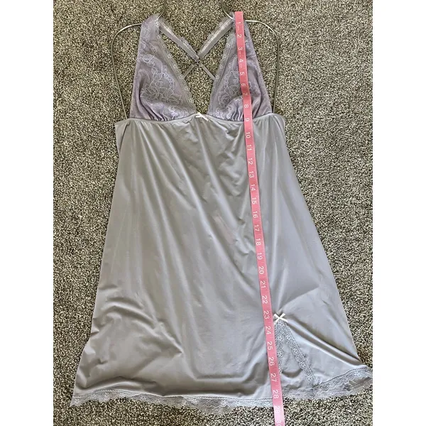 Lingerie Victoria’s Secret Gray Lavender Lace Babydoll Chemise Nightgown S - Image 4