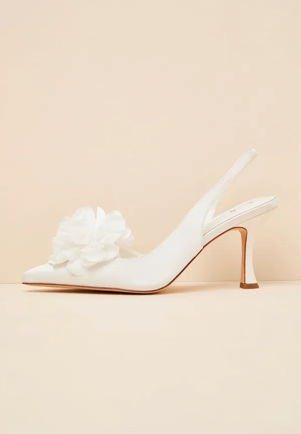 Lulu’s Courtney Ivory Satin Floral Applique Slingback Pumps - Image 2