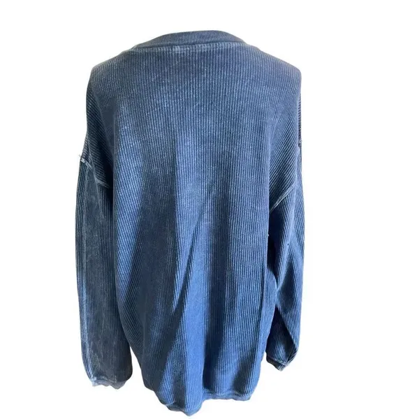 Corded Crew Slate Blue Chi Omega Corduroy-Style Sweatshirt – Size Large - Image 7