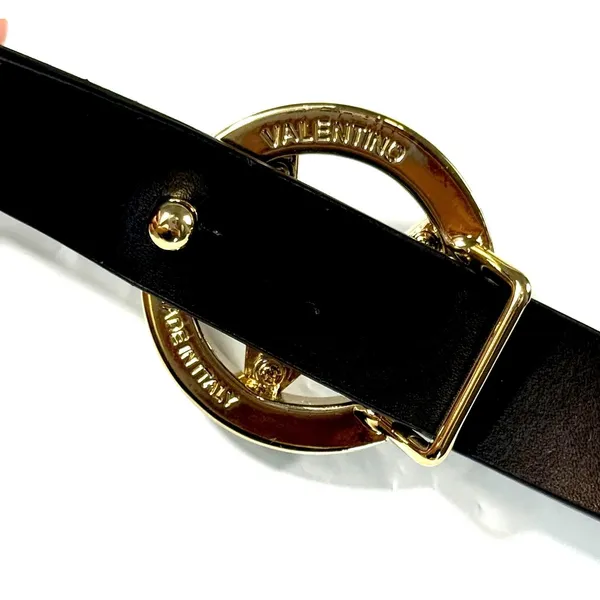 Valentino Garavani Valentino Milano Black Leather Belt with Gold V-Logo Buckle Size S Quiet Luxury - Image 2